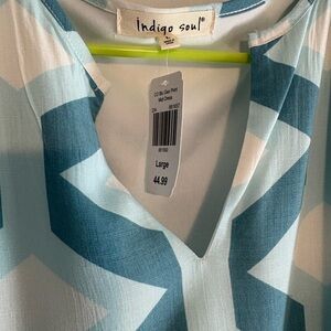 Indigo Soul Teal and White Patterned Dress
